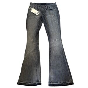 Work Custom Jeans Women's Gray Distressed Flare Jeans Size‎ 24 NWT